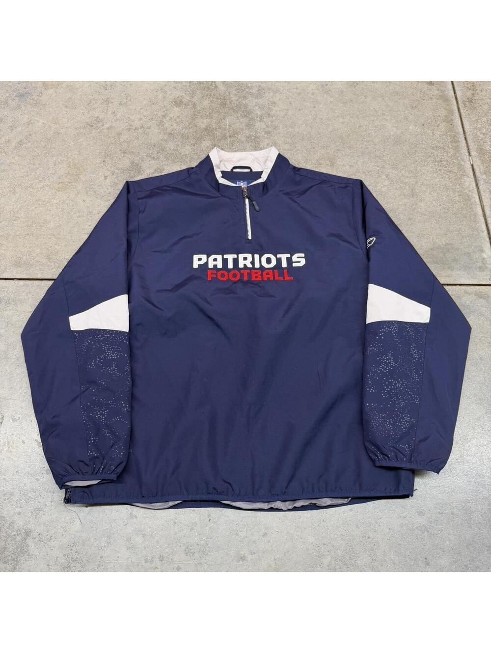 vintage new england patriots quarter zip reebok windbreaker jacket size large